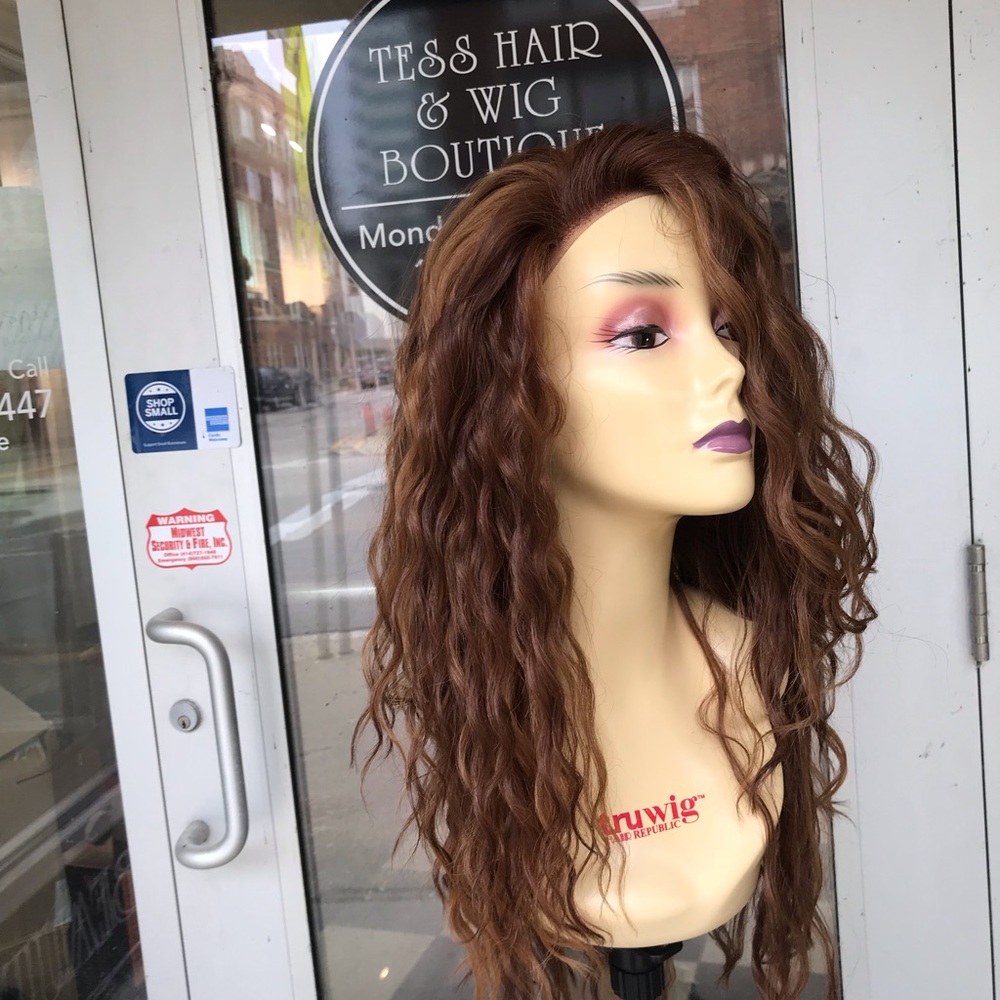 Transparent Lace Wig Curly Reddish Copper Brown - Picture 4 of 8